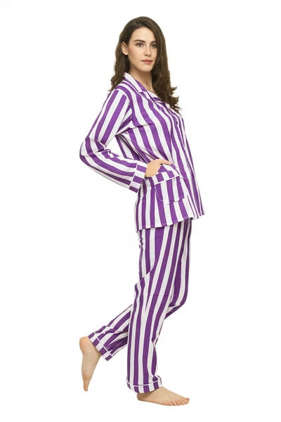 Cotton Striped Print Indian PJ Set Bridesmaid Pajama Set Women Nightwear Suit US
