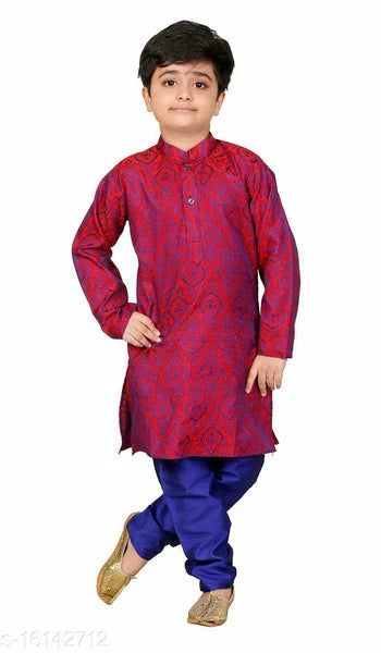 Traditional Party and Festive Wear Cotton Kurta Pajama Set for Boys Kids