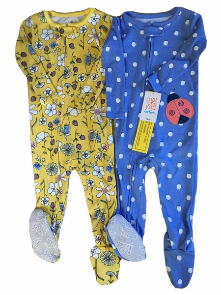 CARTER’S Just One You Baby/Toddler 2-Pk Footed Cotton Sleeper Pajama Sets; 6M-5T