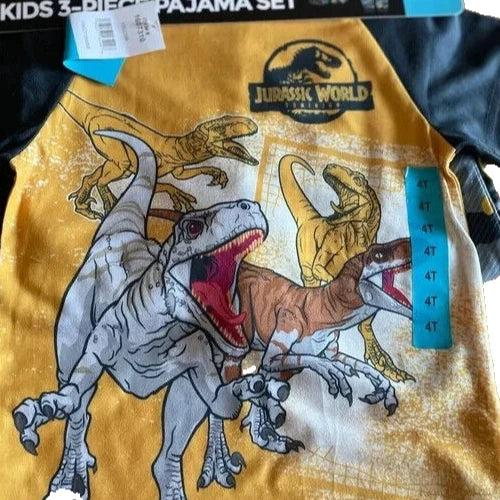 AME Kids' Jurrasic World 3-Piece Pajama Set, Multi, 3T