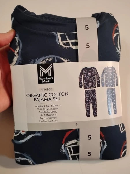 Member's Mark Toddler & Boys 4-Piece Organic Cotton Pajama Set Size 5