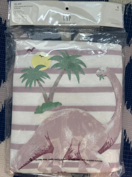🌱ORGANIC🌱 Baby Gap  |  Pink Dino PJ Set  Sz 6 yrs - +Loving Kindness Everyday
