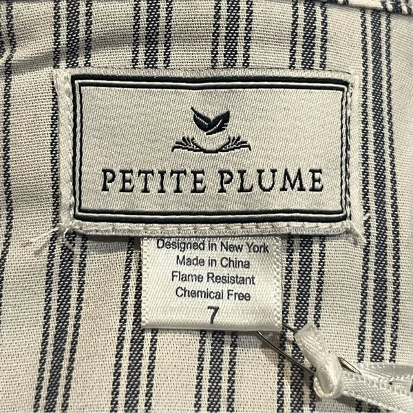 Petite Plume Navy French Ticking Cozy Cotton Blend Striped Kids Pajama Set