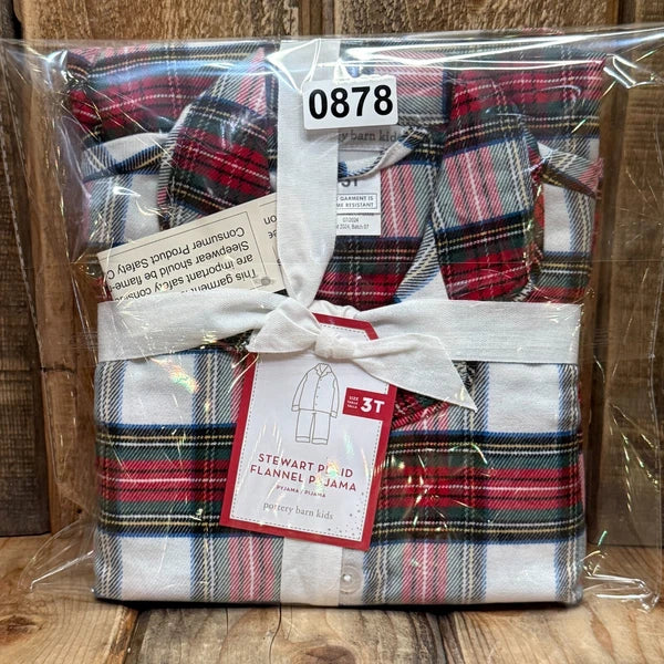 POTTERY BARN KIDS STEWART PLAID FLANNEL PAJAMA SET, SIZE 3T