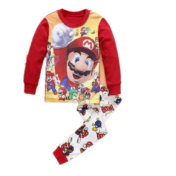 NEW Disney Cartoon Boys Print Long Sleeve 2-Piece Set Pajama