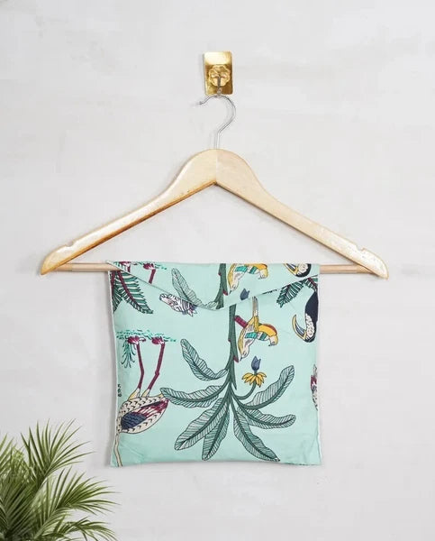 Indian Cotton Green Tiger PJ Set Bridesmaid Pajama Set Women Nightwear Suits US