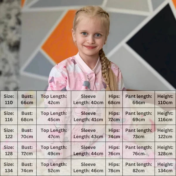 Girls’ Warm Brushed Pajama Set – Button Neck & Cute Print, , Demi-season,  No...