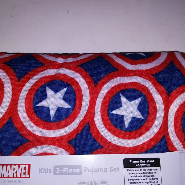 Marvel Pajama Set Kids Captain America Blue White Red Shorts Short Sleeve Sleepw
