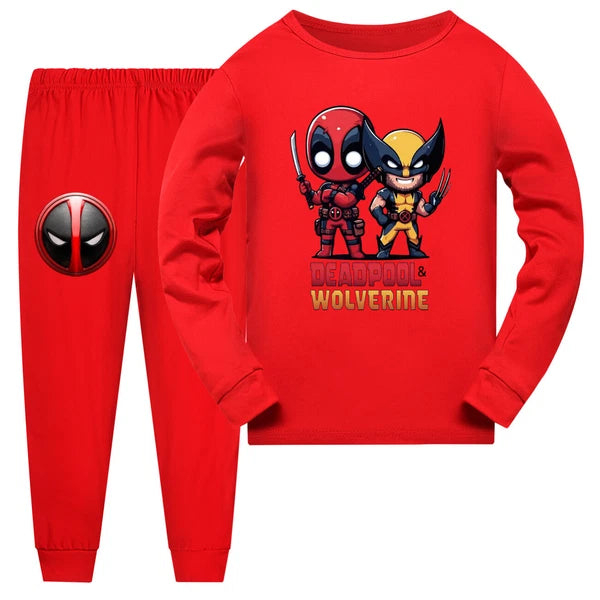 Popular New Girl Boy Deadpool Wolverine Pajama Top Pants Set Pajama Pjs Set