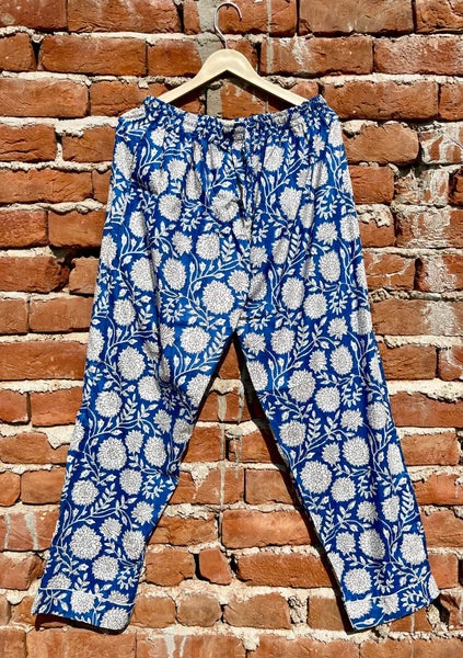 Indian Cotton Blue Floral PJ Set Bridesmaid Pajama Set Women Nightwear Suit US