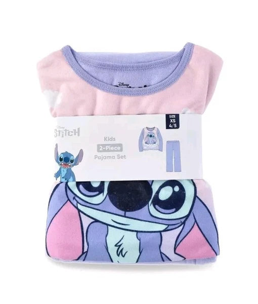 Disney Stitch Girls 2 Piece Pajama Set Size 4-5 Polyester Fleece Long Sleeve