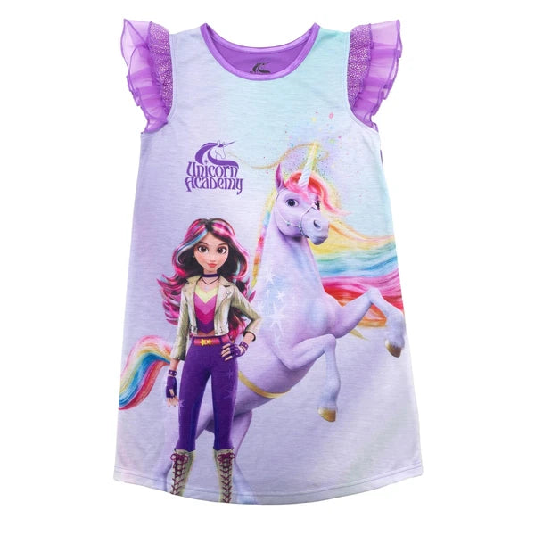 Unicorn Academy Girls' Nightgown, Soft & Cute Pajamas for Kids