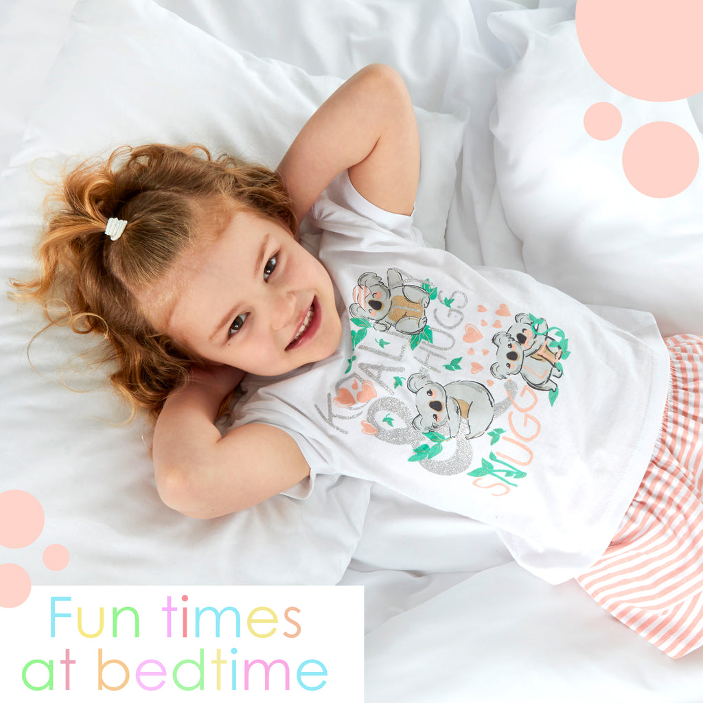 Girls Shorty Pyjama Set Animal Printed Pyjamas 2-3 3-4 4-5 5-6 Years 100% Cotton